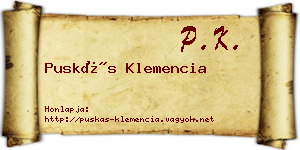 Puskás Klemencia névjegykártya